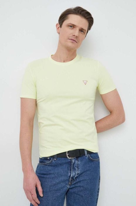 Футболка Guess чоловічий колір зелений однотонний (3010162)