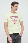 Бавовняна футболка Guess колір жовтий з принтом