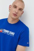 Бавовняна футболка Tommy Jeans з принтом колір блакитний (2466877)