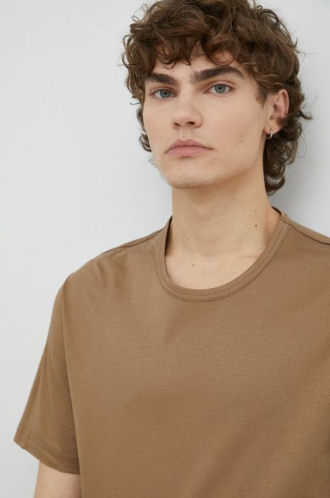 Бавовняна футболка Tiger Of Sweden колір бежевий однотонний