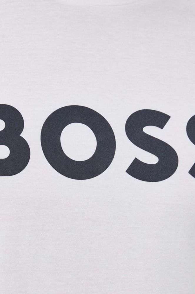 Бавовняна футболка BOSS Boss Casual колір бежевий з принтом фото 10