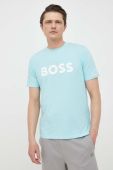 Бавовняна футболка BOSS BOSS CASUAL з принтом колір блакитний (2916384)
