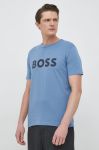 Бавовняна футболка BOSS Boss Casual з принтом колір блакитний (2822882)