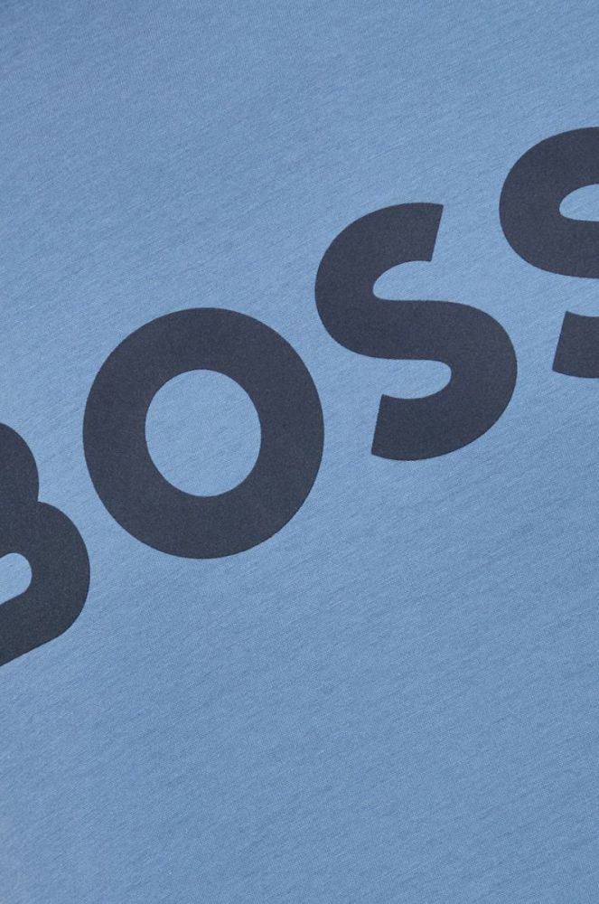 Бавовняна футболка BOSS Boss Casual з принтом колір блакитний (2822882) фото 5