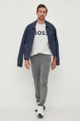Бавовняна футболка BOSS BOSS CASUAL колір сірий з принтом