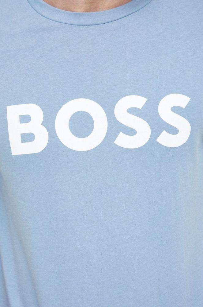 Бавовняна футболка BOSS Boss Casual з принтом колір блакитний (2508408) фото 5