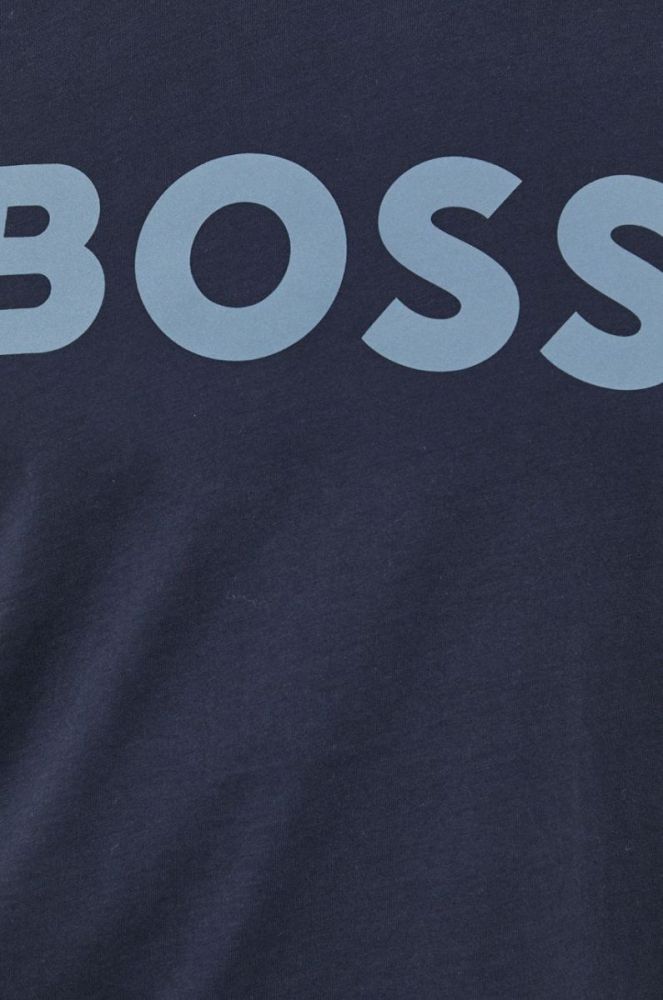Бавовняна футболка BOSS Boss Casual колір синій з принтом фото 4