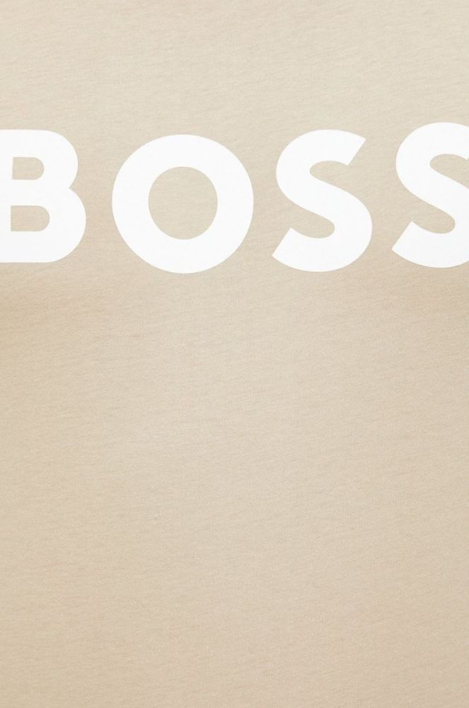 Бавовняна футболка BOSS Boss Casual колір бежевий з принтом фото 5