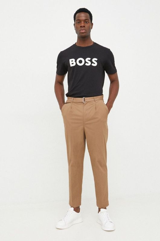 Бавовняна футболка BOSS Boss Casual колір чорний з принтом фото 2