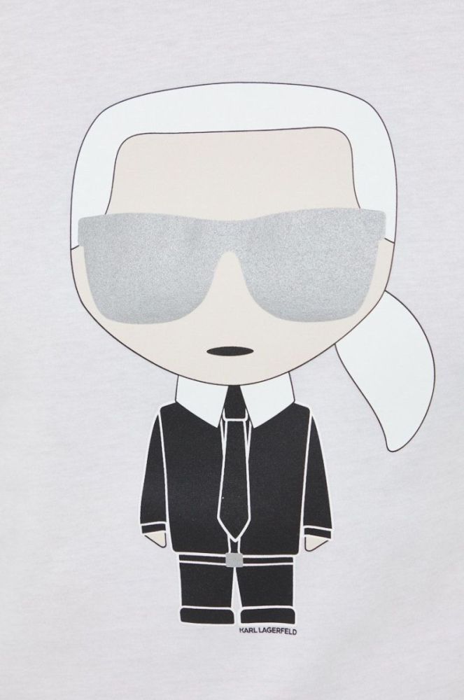 Бавовняна футболка Karl Lagerfeld колір білий з принтом (2455563) фото 5