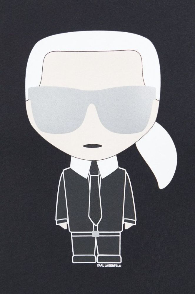 Бавовняна футболка Karl Lagerfeld колір чорний з принтом (2455576) фото 5