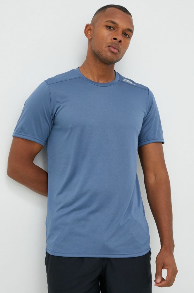 Бігова футболка adidas Performance Designed 4 Running з принтом колір блакитний