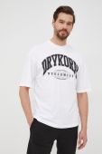 Бавовняна футболка Drykorn колір білий з принтом (2405519)