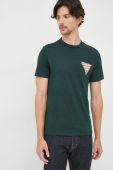 Футболка Guess чоловічий колір зелений однотонний (2618213)