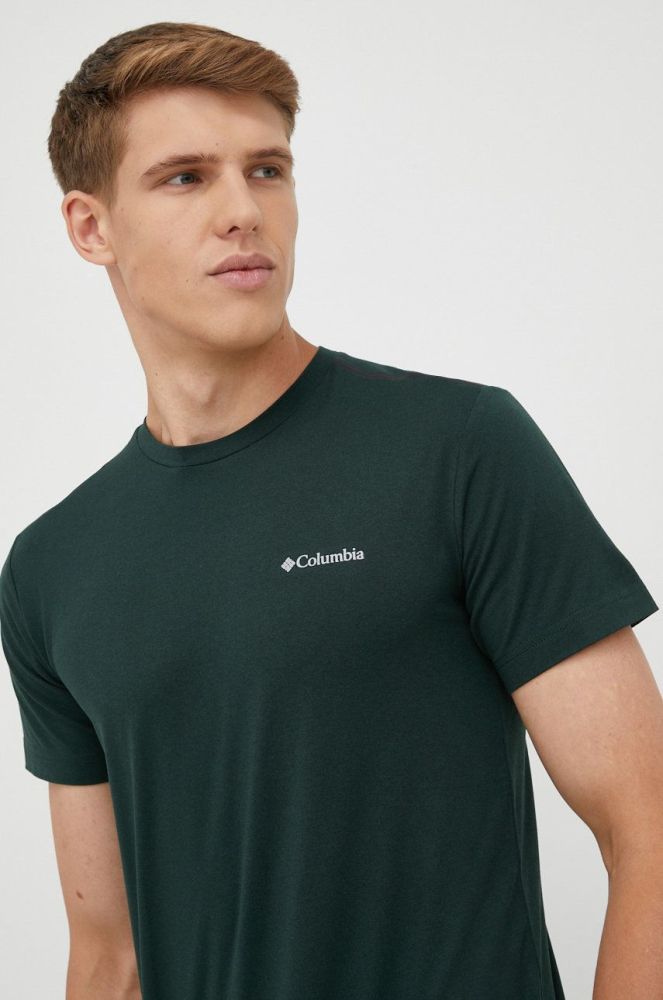 Спортивна футболка Columbia Tech Trail колір зелений меланж