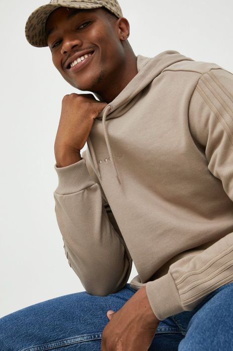 Бавовняна кофта adidas Originals чоловіча колір бежевий однотонна