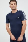 Тренувальна футболка adidas Performance Techfit 3-stripes колір синій з принтом