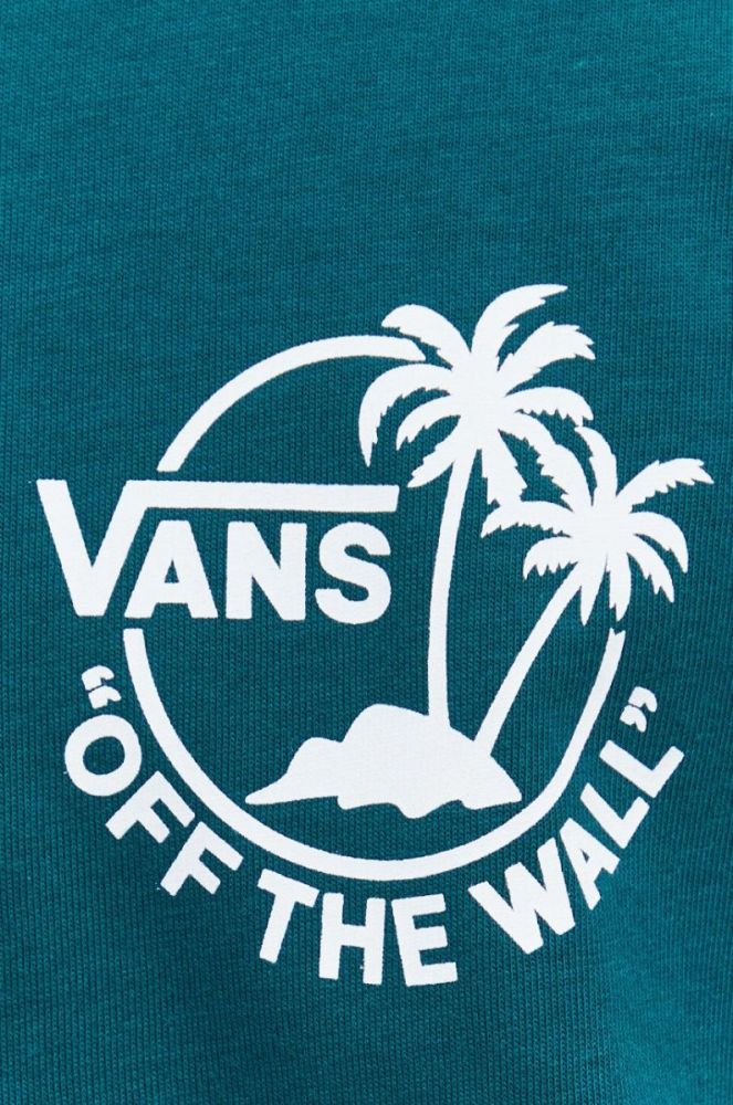 Бавовняна футболка Vans колір зелений з принтом (2473586) фото 6