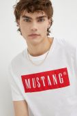 Бавовняна футболка Mustang колір білий з принтом (2583979)
