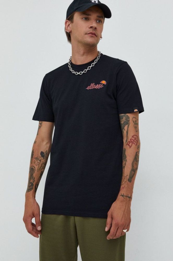 Бавовняна футболка Ellesse колір чорний з принтом фото 2