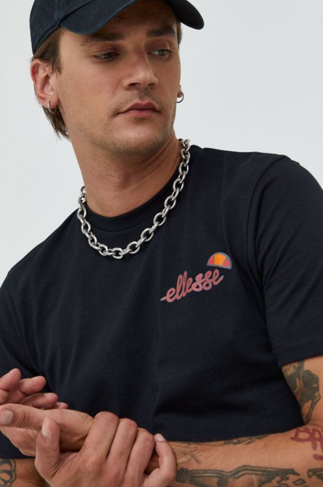 Бавовняна футболка Ellesse колір чорний з принтом фото 4
