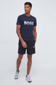 Бавовняна футболка BOSS BOSS ATHLEISURE з принтом колір темно-синій