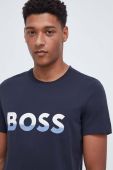 Бавовняна футболка BOSS BOSS ATHLEISURE з принтом колір темно-синій