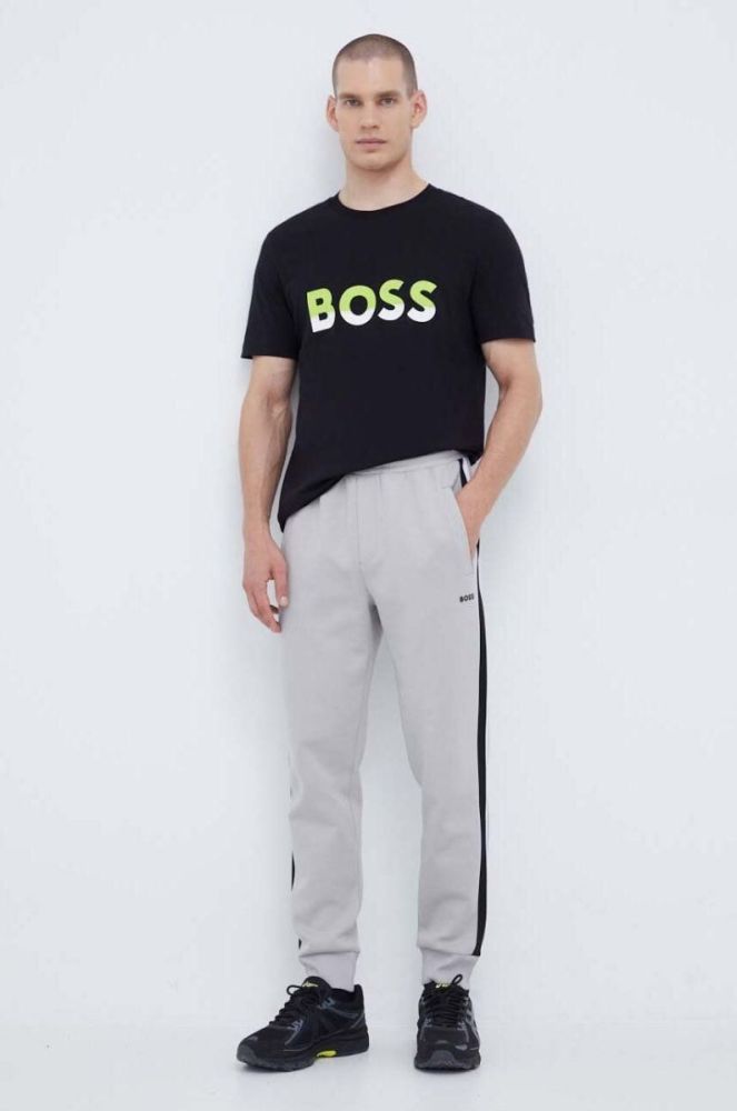 Бавовняна футболка BOSS BOSS ATHLEISURE колір чорний з принтом фото 2
