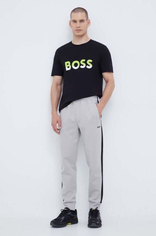 Бавовняна футболка BOSS BOSS ATHLEISURE колір чорний з принтом фото 2