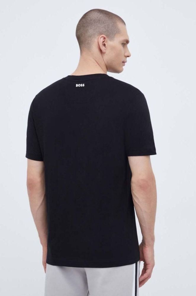 Бавовняна футболка BOSS BOSS ATHLEISURE колір чорний з принтом фото 3