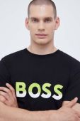 Бавовняна футболка BOSS BOSS ATHLEISURE колір чорний з принтом