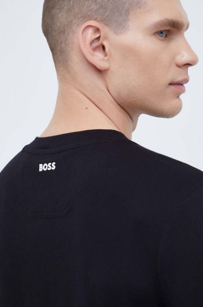 Бавовняна футболка BOSS BOSS ATHLEISURE колір чорний з принтом фото 5
