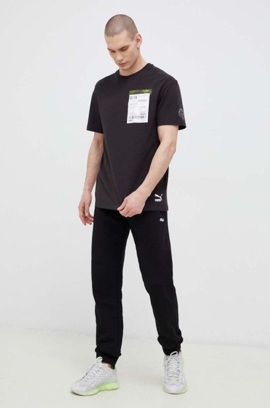 Бавовняна футболка Puma колір чорний з аплікацією 536315-01 фото 2
