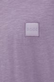 Бавовняна футболка BOSS BOSS CASUAL колір фіолетовий з аплікацією