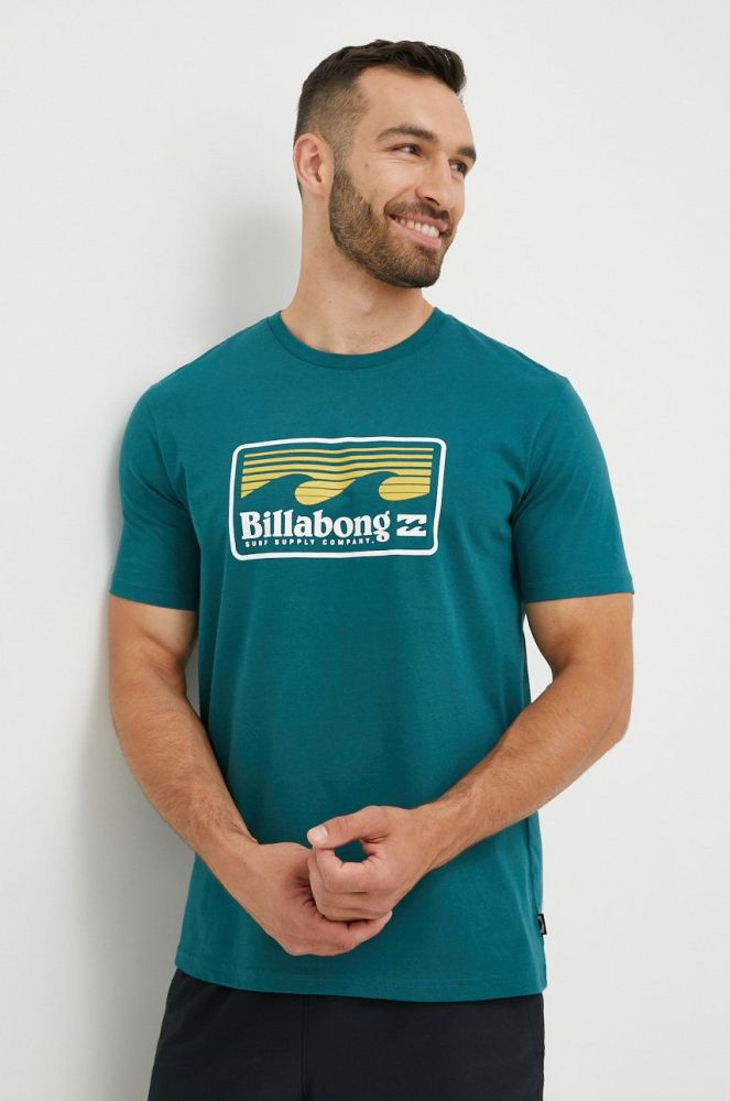 Бавовняна футболка Billabong колір зелений з принтом (2497384)