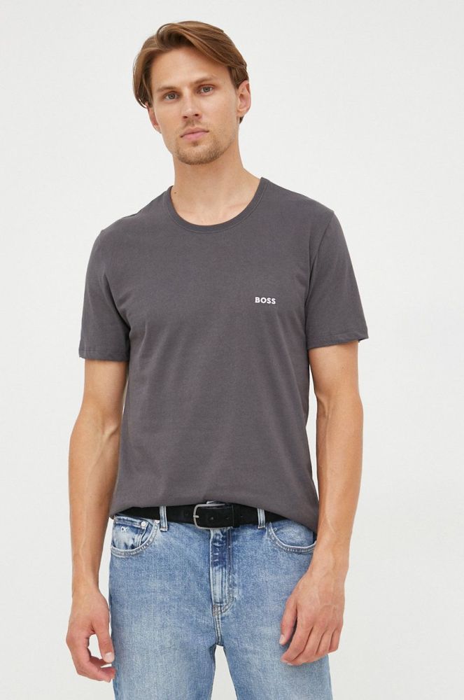 Бавовняна футболка BOSS (3 шт.) однотонна колір барвистий (2649043)