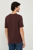 Бавовняна футболка Sisley колір бордовий з принтом