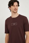 Бавовняна футболка Sisley колір бордовий з принтом