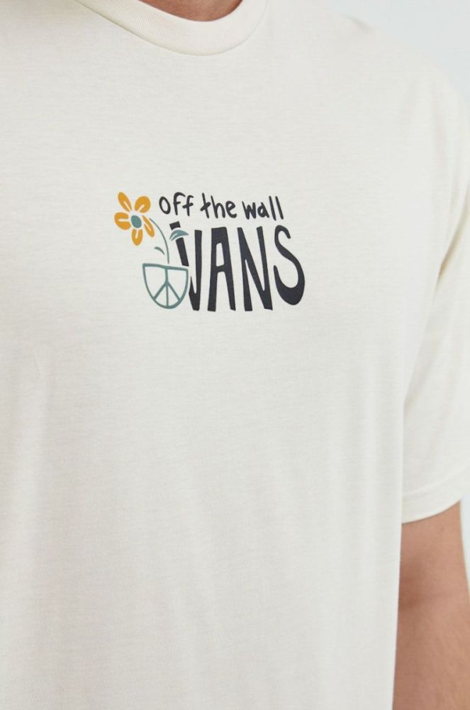 Бавовняна футболка Vans колір бежевий з принтом (2648381) фото 10