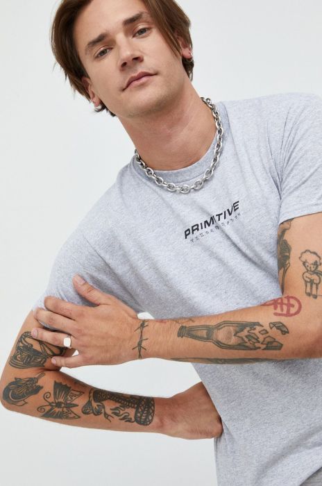 Футболка Primitive чоловічий колір сірий візерунок