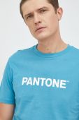 Бавовняна футболка United Colors of Benetton з принтом колір блакитний (2762855)