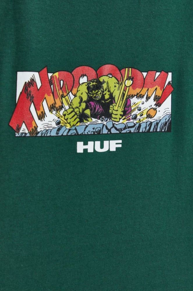 Бавовняна футболка HUF X Marvel Hulk колір зелений однотонна фото 5
