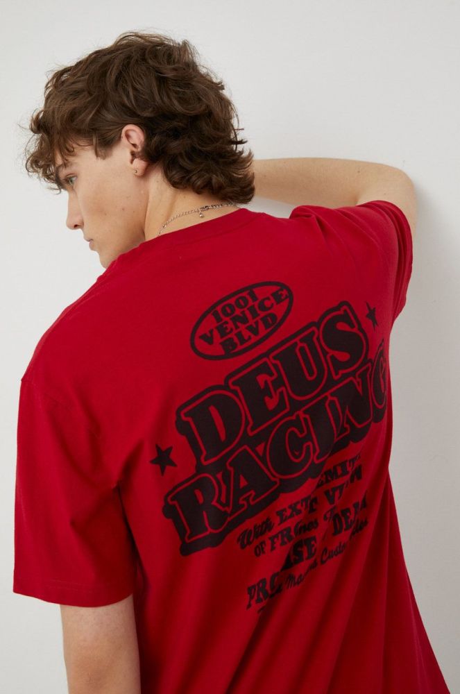 Бавовняна футболка Deus Ex Machina колір червоний з принтом