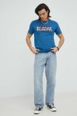 Бавовняна футболка G-Star Raw з принтом колір блакитний (2781441)