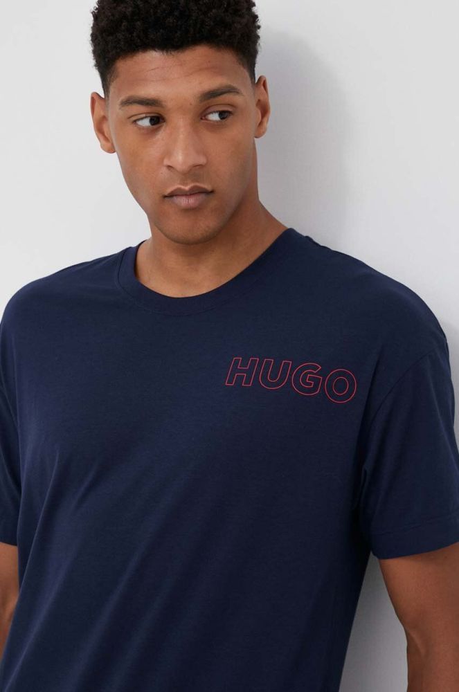 Футболка лаунж HUGO колір синій однотонний (3383053)