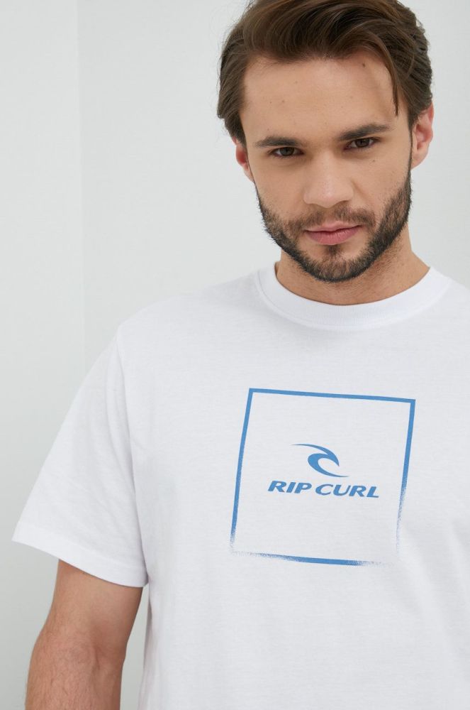 Бавовняна футболка Rip Curl Corp Icon Tee колір білий з принтом