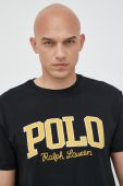 Бавовняна футболка Polo Ralph Lauren колір чорний з аплікацією (2783588)