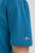 Бавовняна футболка Tommy Jeans колір бірюзовий однотонний