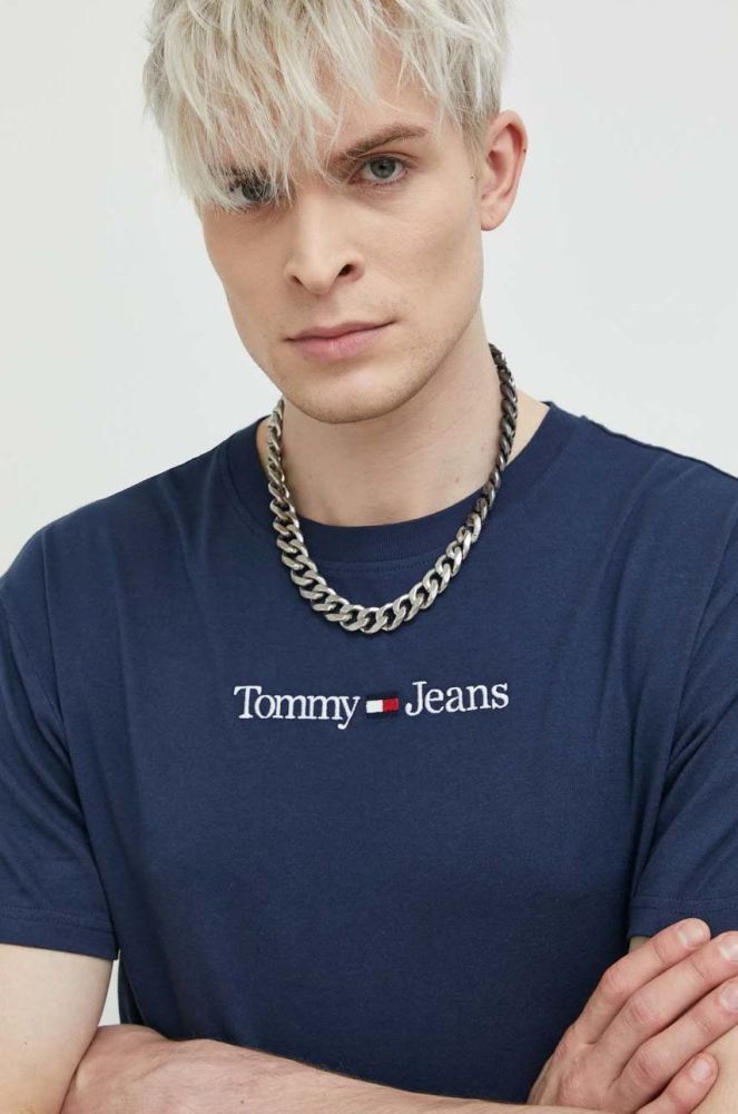 Бавовняна футболка Tommy Jeans колір синій з аплікацією (2826930)