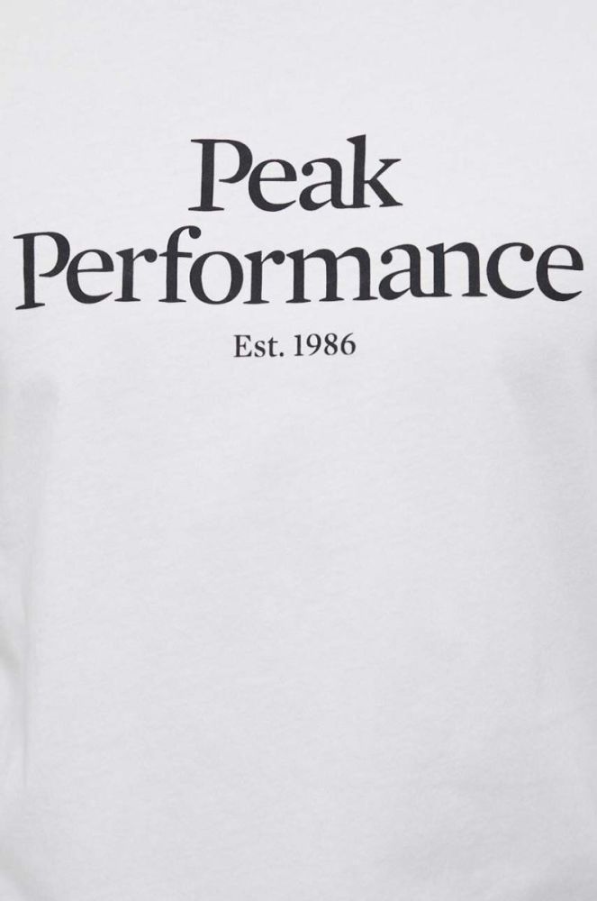 Бавовняна футболка Peak Performance колір білий з принтом фото 5